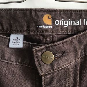 Carhartt original fit work pants, brown, size 14